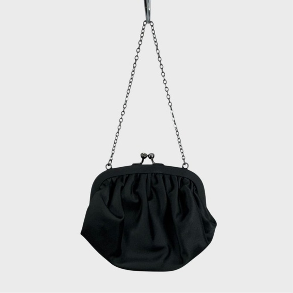Ann Taylor black satin micro chain Kiss Lock wristlet Romantic gothic wedding